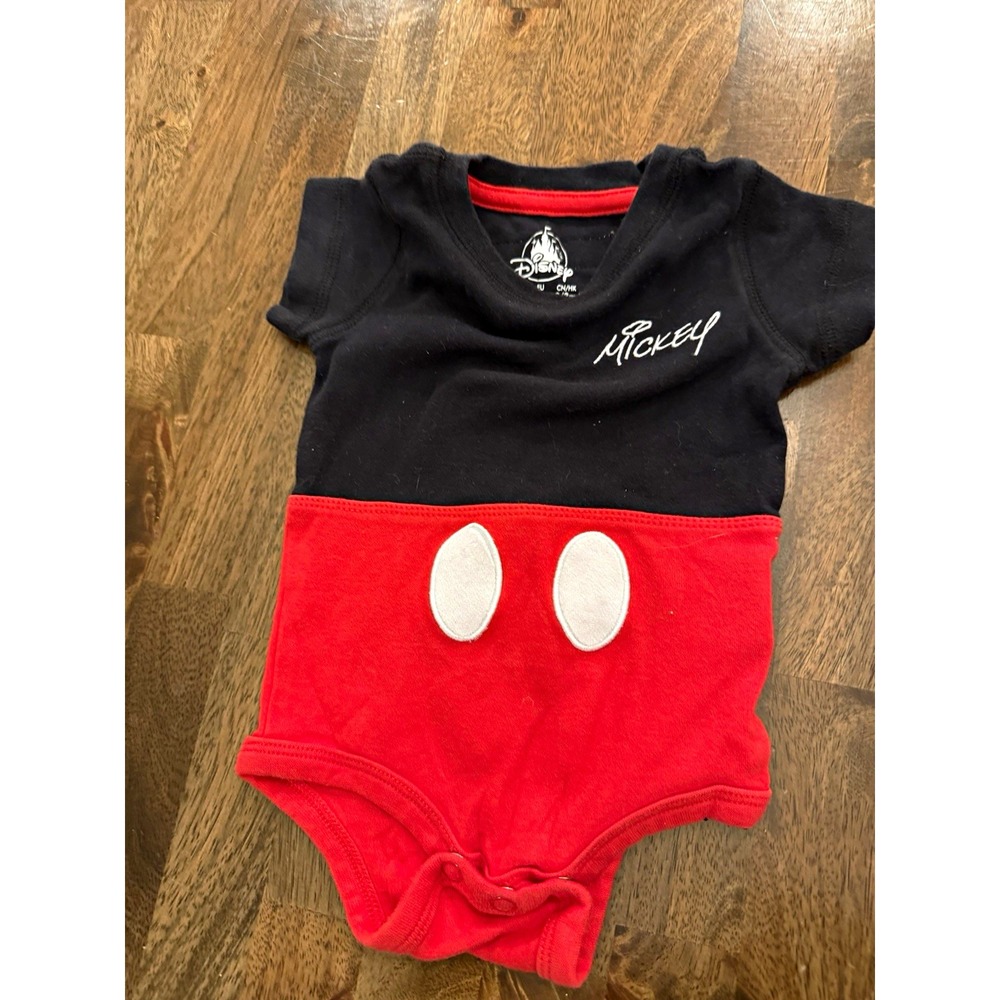 Walt Disney World Mickey Mouse Baby Bodysuit 3M Red Black Costume Disney